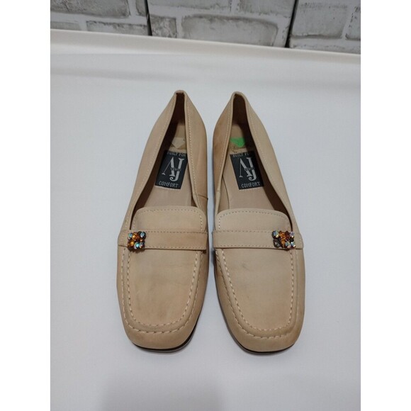 AJ VALENCI Women's Rhinestone  Leather Loafers Flats Shoes Size 8.5 W - Picture 2 of 10